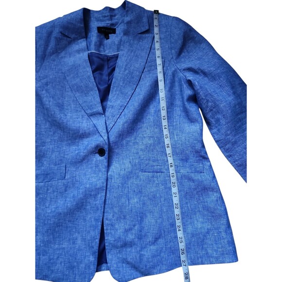 Talbots Linen Blazer Womens 14 Blue Coastal Old Money Preppy Everyday Office - Picture 7 of 10